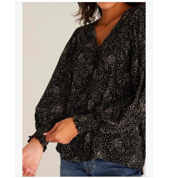 NWT Z Supply Miriam Dot Blouse SMALL Black Top - Picture 1 of 7